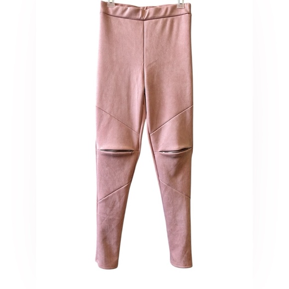 Stylish soft faux suede Pink Leggings - Picture 1 of 5